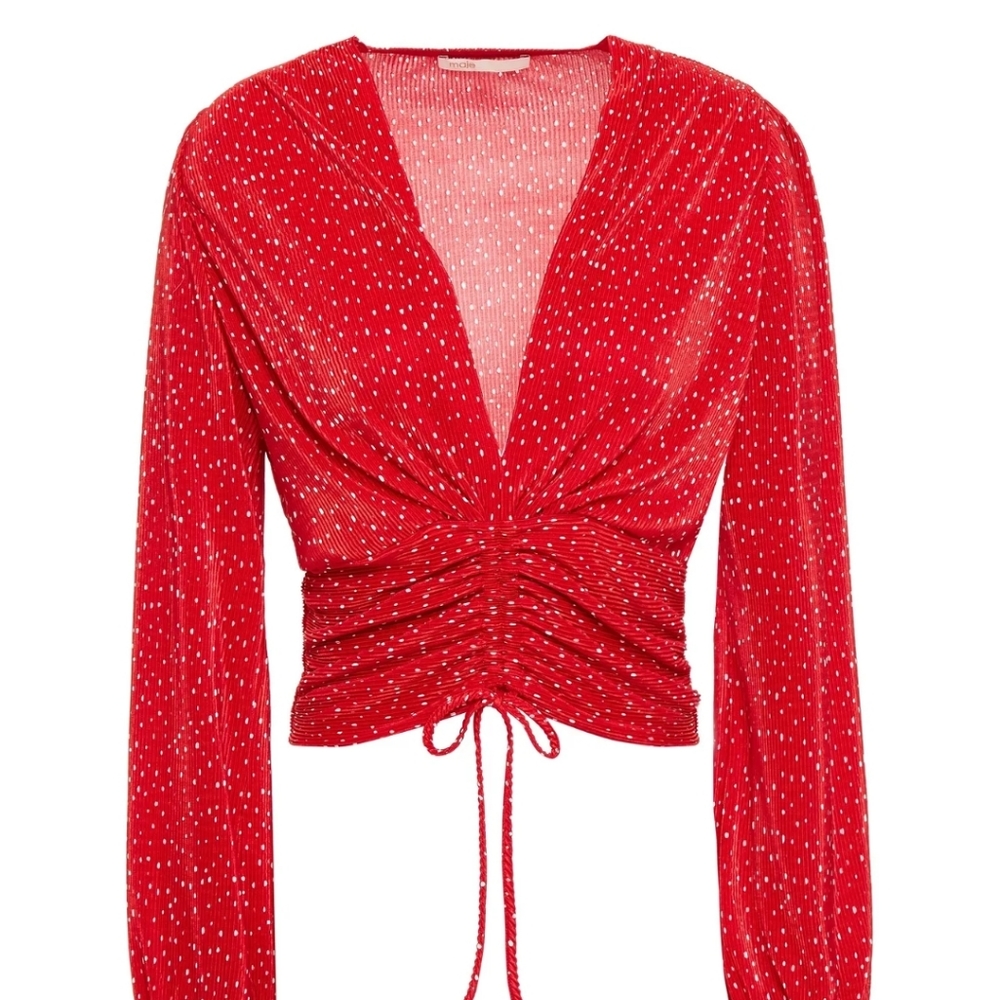 Maje ruched polka dot top